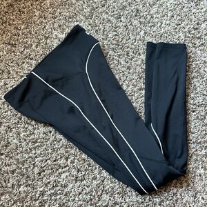•Jet Black Fabletics leggings white stripe